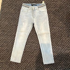 Ikks light blue adjustable Jean with embroidered waist.  Girls size 8